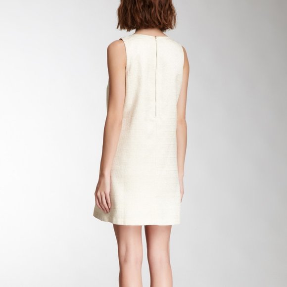 BLU PEPPER GOLD METALLIC TWEED STUDDED SHIFT DRESS - Picture 2 of 7